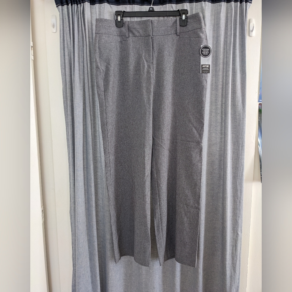 NWT Apt 9 Slacks Trousers Women's 14 Office Business Casual Gray Straight Leg